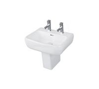 RAK Ceramics RAK Metropolitan 520mm Basin and Semi Pedestal 2 Tap HolesAlpine White Please Select Size: 520mm, Number of Tap Holes: 2, Pedestal: Semi