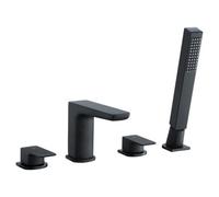 RAK Ceramics Rak Moon 4-Hole Deck-Mounted Matt Black Bath Shower Mixer Tap With Handset - Solid Brass