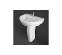 RAK Ceramics RAK Moon Basin with Full Pedestal 650mm Wide 1 Tap HoleWhite Please Select Size: 650mm, Pedestal: Full Pedestal