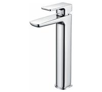 RAK Ceramics Rak Moon Tall Polished Chrome Modern Basin Mixer Tap With Waste, Solid Brass, Wras Approved