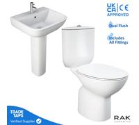 RAK Ceramics Rak Morning Close Coupled Toilet Wc With S600 Basin & Pedestal Set