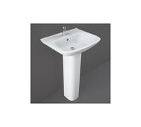 RAK Ceramics RAK Origin 520mm Basin with Full Pedestal 1 Tap HoleWhite Please Select Size: 520mm, Pedestal: Full Pedestal