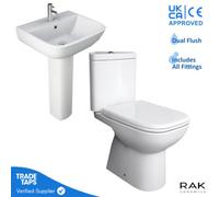 RAK Ceramics Rak Origin Close Coupled Corner Toilet Wc With S600 Basin & Pedestal Set