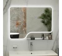 RAK Ceramics Rak Ornate 1000X600mm Led Illuminated Bathroom Mirror With Touch Sensor & Demister Pad, Brushed Nickel, Ip44