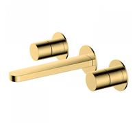 RAK Ceramics Rak Petit Brushed Gold 3-Hole Wall-Mounted Basin Mixer Tap With Dual Lever Control