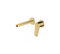 RAK Ceramics Petit Round Wall Mounted Basin Mixer Tap | Brushed Gold | Brass | 100mm x 127mm x 193mm