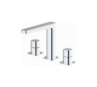 RAK Ceramics Petit Square Deck Mounted 3 Tap Hole Basin Mixer Tap | Chrome | Brass | 200mm x 167mm x 177mm