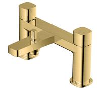 RAK Ceramics Petit Square Deck Mounted Bath Shower Mixer Tap | Brushed Gold | Brass | 180mm x 129mm x 115mm