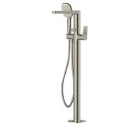 RAK Ceramics Rak Petit Square Freestanding Bath Shower Mixer Tap With Handset - Brushed Nickel, Solid Brass
