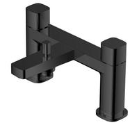 RAK Ceramics Petit Square Deck Mounted Bath Shower Mixer Tap | Matt Black | Brass | 180mm x 129mm x 115mm