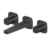 RAK Ceramics Rak Petit Square Matt Black Wall Mounted 3-Hole Basin Mixer Tap - Durable Brass