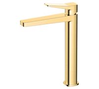 RAK Ceramics Rak Petit Square Tall Brushed Gold Basin Mono Mixer Tap - Solid Brass & Wras Approved