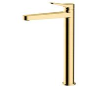 RAK Ceramics Petit Round Tall Basin Mixer Tap | Brushed Gold | Metal | 38mm x 309mm x 188mm