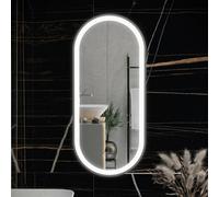 RAK Ceramics Picture Oval Illuminated LED Mirror | Brushed Nickel | Glass/Aluminium | 450mm x 1000mm