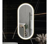 RAK Ceramics Rak Picture Oval 550X1000mm Led Illuminated Bathroom Mirror With Touch Sensor & Demister - Brushed Gold, Ip44