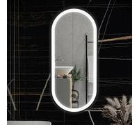 RAK Ceramics Rak Picture Oval Matt Black Led Illuminated Bathroom Mirror With Touch Sensor & Demister Pad, 450X1000mm, Ip44