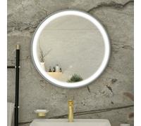 RAK Ceramics Picture Round Illuminated LED Mirror | Brushed Nickel | Glass/Aluminium | 600mm x 600mm