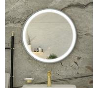 RAK Ceramics Picture Round Illuminated LED Mirror | Brushed Nickel | Glass/Aluminium | 800mm x 800mm
