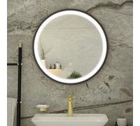 RAK Ceramics Picture Round Illuminated LED Mirror | Matt Black | Glass/Aluminium | 800mm x 800mm