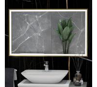 RAK Ceramics Picture Square Illuminated LED Mirror | Brushed Gold | Glass/Aluminium | 600mm x 1200mm