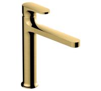 RAK Ceramics Rak Portofino Mid Height Brushed Gold Basin Mixer Tap - Durable Solid Brass, Contemporary Design