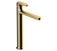 RAK Ceramics Rak Portofino Tall Brushed Gold Modern Basin Mono Mixer Tap - Solid Brass Construction