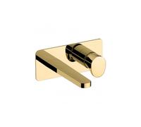 RAK Ceramics Positano Wall Mounted Basin Mixer Tap with Back Plate | Brushed Gold | Brass | 190mm x 80mm x 179mm