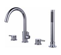 RAK Ceramics Prima Tech Deck Mounted 4 Tap Hole Bath Shower Mixer Tap | Chrome | Brass | 40mm x 280mm x 190mm