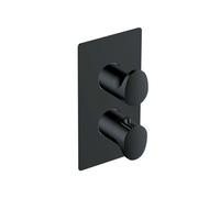 RAK Ceramics RAK Rectangular One Outlet Thermostatic Concealed Shower Valve and Dual Lever Handle Matt Black Finish: Matt Black