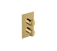 RAK Ceramics RAK Rectangular Two Outlet Thermostatic Concealed Shower Valve and Dual Lever Handle Brushed Gold Finish: Brushed Gold