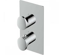 RAK Ceramics RAK Rectangular Two Outlet Thermostatic Concealed Shower Valve and Dual Lever Handle Chrome Finish: Chrome