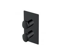 RAK Ceramics RAK Rectangular Two Outlet Thermostatic Concealed Shower Valve and Dual Lever Handle Matt Black Finish: Matt Black