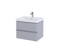 RAK Ceramics RAK Resort 650mm Wall Hung 2 Drawer Vanity Unit with Basin Matt Stone Finish: Matt Stone, Please Select Size: 650mm
