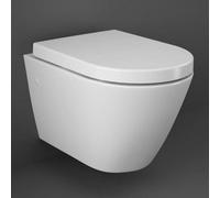 RAK Ceramics Rak Resort D-Shape Wall Hung Rimless Toilet & Soft Close Quick-Release Seat, Alpine White