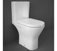 RAK Ceramics Rak Resort Mini D-Shape Rimless Close Coupled Toilet & Soft Close Quick Release Wrap Over Seat - Alpine White