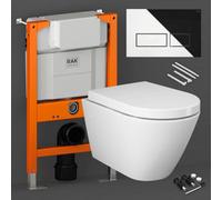 RAK Ceramics Rak Resort Wall Hung Toilet Set With Soft Close Seat & 0.82M Low Height Concealed Cistern Frame
