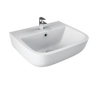 RAK Ceramics Series 600 Semi Recessed Basin with 1 Tap Hole | White | 420mm