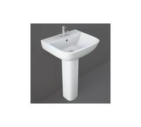 RAK Ceramics RAK Series 600 520mm Basin and Full Pedestal 1 Tap HoleWhite Please Select Size: 520mm, Number of Tap Holes: 1, Pedestal: Full Pedestal