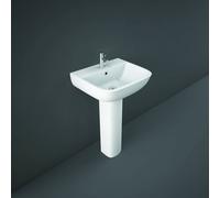 RAK Ceramics RAK Series 600 520mm Basin and Semi Pedestal 1 Tap HoleWhite Please Select Size: 520mm, Number of Tap Holes: 1, Pedestal: Semi Pedestal