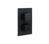 RAK Ceramics Black Square Concealed 3 Handle Thermostatic Dual Control Shower Valve | Metal | 130mm x 285mm x 60mm