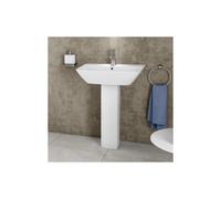 RAK Ceramics RAK Summit 500mm Basin With Full Pedestal 1 Tap HoleAlpine White Please Select Size: 500mm, Pedestal: Full Pedestal