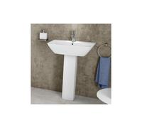 RAK Ceramics RAK Summit 600mm Basin With Full Pedestal 1 Tap HoleAlpine White Please Select Size: 600mm, Pedestal: Full Pedestal