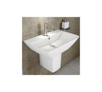RAK Ceramics RAK Summit 600mm Basin With Semi Pedestal 1 Tap HoleAlpine White Please Select Size: 600mm, Pedestal: Semi Pedestal
