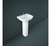 RAK Ceramics RAK Tonique 450mm Basin With Full Pedestal 1 Tap HoleWhite Please Select Size: 450mm, Pedestal: Full Pedestal