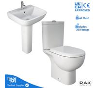RAK Ceramics Rak Tonique Close Coupled Toilet Wc With S600 Basin & Pedestal Set