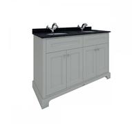 RAK Ceramics RAK Washington Freestanding 1200mm 4 Door Vanity Unit With Worktop & Basin 3 Tap HolesBlack Worktop Greige Finish: Black Worktop Grei