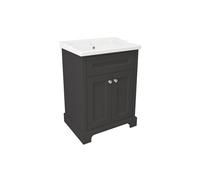 RAK Ceramics RAK Washington Freestanding 600mm 2 Door Vanity Unit With Ceramic Basin 1 Tap Hole Black Finish: Black, Please Select Size: 600mm, Number