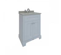 RAK Ceramics RAK Washington Freestanding 600mm 2 Door Vanity Unit With Worktop & Basin 3 Tap Holes Beige Worktop White Unit Finish: Beige Worktop