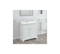 RAK Ceramics RAK Washington Freestanding 800mm 2 Door Vanity Unit With Ceramic Basin 3 Tap Holes White Finish: White, Please Select Size: 800mm, Numbe