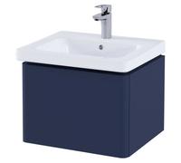 RAK Ceramics Resort Wall Hung Single Drawer Vanity Unit | Matt Denim Blue | MDF | 500mm